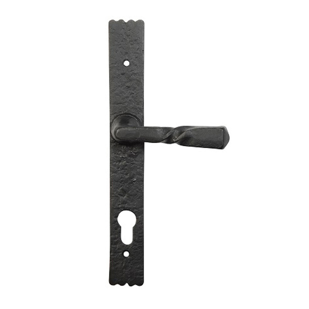 Kirkpatrick 6054 Rustic Lever Handle Euro - Antique Black (Sold in Pairs)